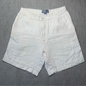 Polo Ralph Lauren Ivory White Linen Tyler Shorts Summer Coastal size 33